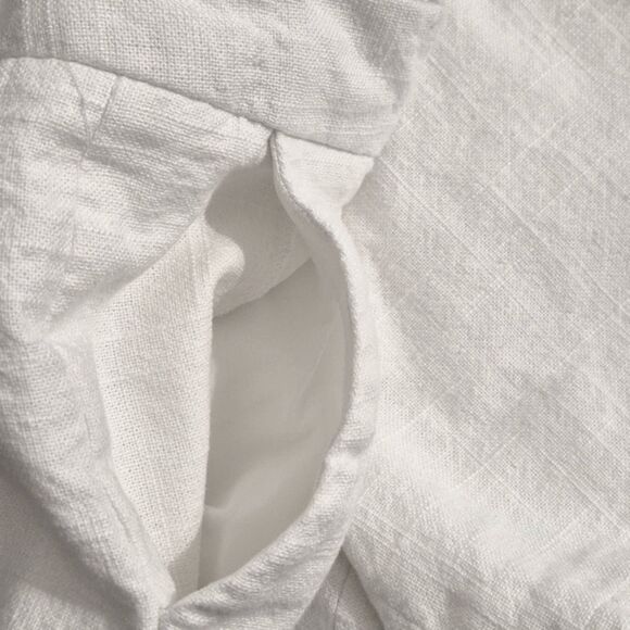 Cynthia Rowley Shorts 6 White Linen Blend Scalloped Lettuce Hem Beachy Preppy - Picture 6 of 7